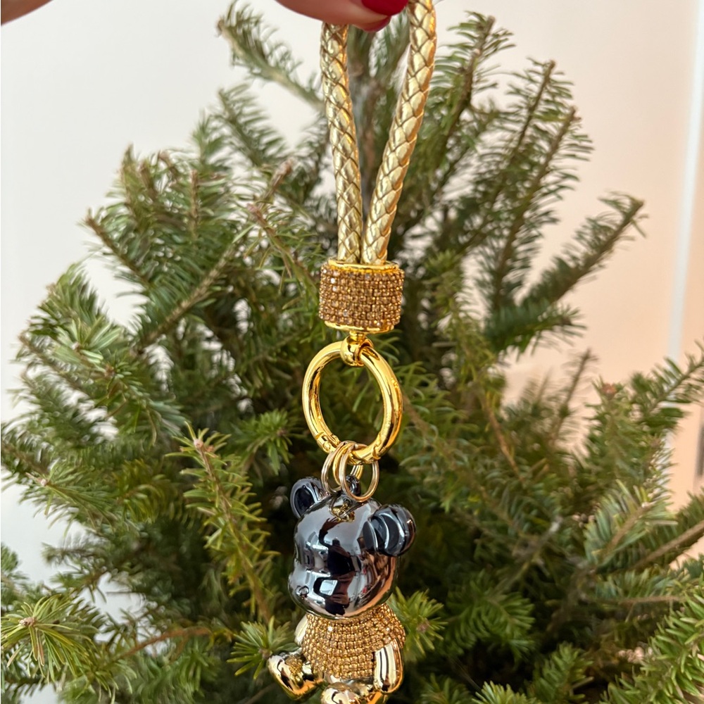 Gold Rhinestone Bear Keychain